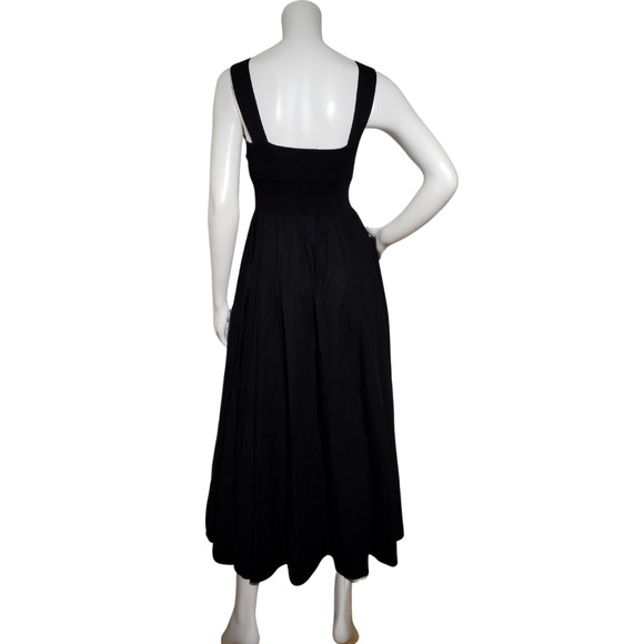 J.Crew Athena Cotton Poplin Fit & Flare Dress Black Midi Pockets Size XS NWT - Picture 3 of 7